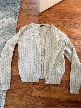 Brandy Melville Cream Cable-Knit Button Cardigan